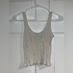 Emma & Sam LF Poor Boy distressed off white tank size small